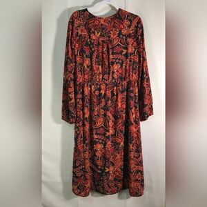 DR2 Elegant Paisley Print Dress women's  Black and Red Zize XL Made In China
